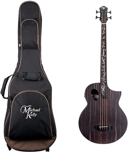 Michael Kelly Dragonfly 4 Port Acoustic-Electric Bass Guitar, Ovangkol Fretless Fingerboard, Java, with Gig Bag, Main