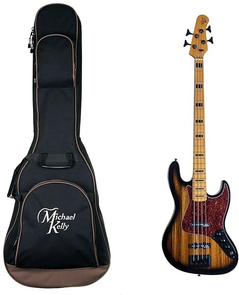 Michael Kelly Custom Collection Element 4 Vintage Electric Bass Guitar, Pau Ferro Fingerboard, Striped Ebony, with Gig Bag, Main
