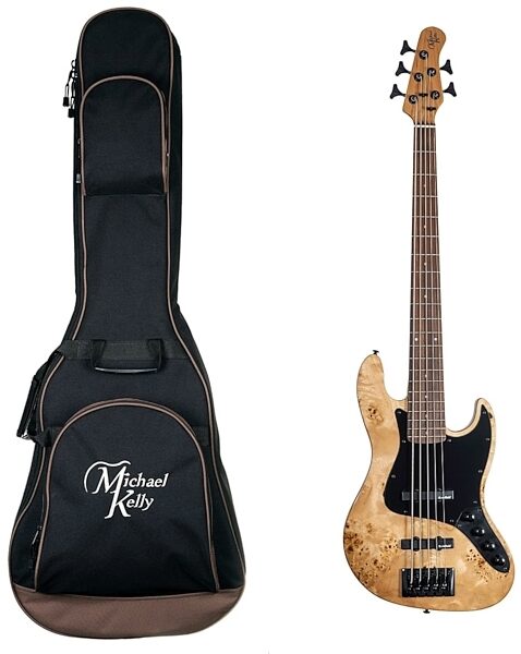 Michael Kelly Custom Collection Element 5R Electric Bass Guitar, 5-String, Pau Ferro Fingerboard, Natural, with Gig Bag, Main