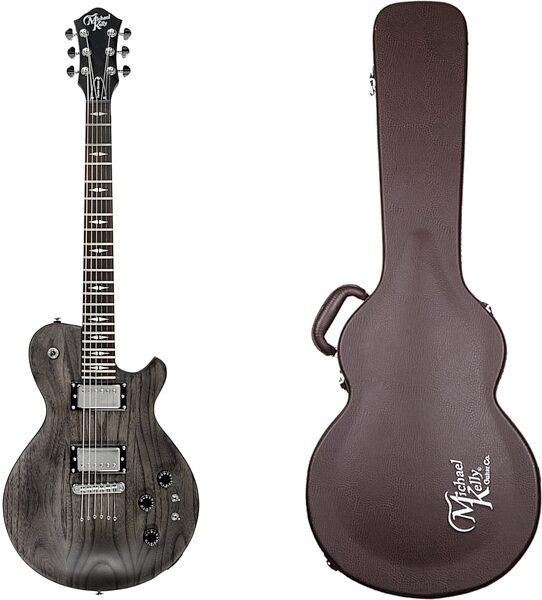 Michael Kelly Patriot Decree SB Slim Body Open Pore Electric Guitar, Transparent Black, with Hard Case, Main
