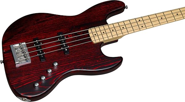 Michael Kelly Element 4 Bass Guitar, Trans Red, Action Position Back