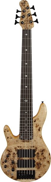 Michael Kelly Pinnacacle Electric Bass, 6-String, Left-Handed, Natural Burl, Action Position Back