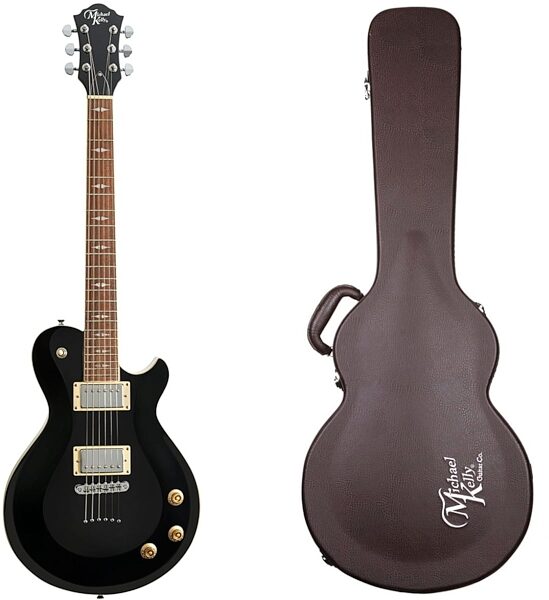 Michael Kelly Patriot Decree Standard Electric Guitar, Gloss Black, with Hard Case, Main