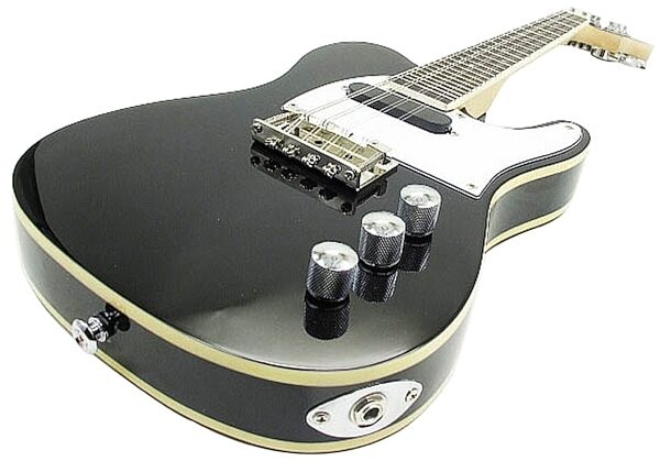 Vorson M-112E T-Style Active Electric Mandolin, Black Closeup