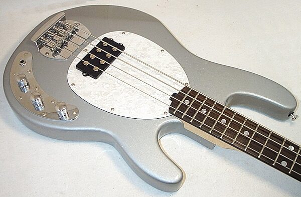 OLP MM2 4-String Electric Bass Guitar, Silver Body