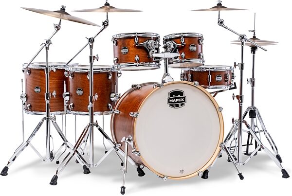 Mapex MM628SFU Mars Maple Studioease Drum Shell Kit, 6-Piece, Cortado Satin, Action Position Back