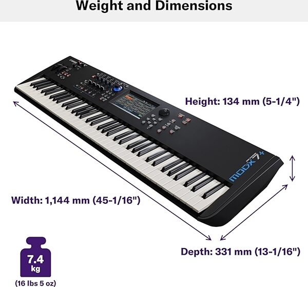 Yamaha MODX7 Plus Keyboard Synthesizer, 76-Key, Customer Return, Blemished, Detail Control Panel