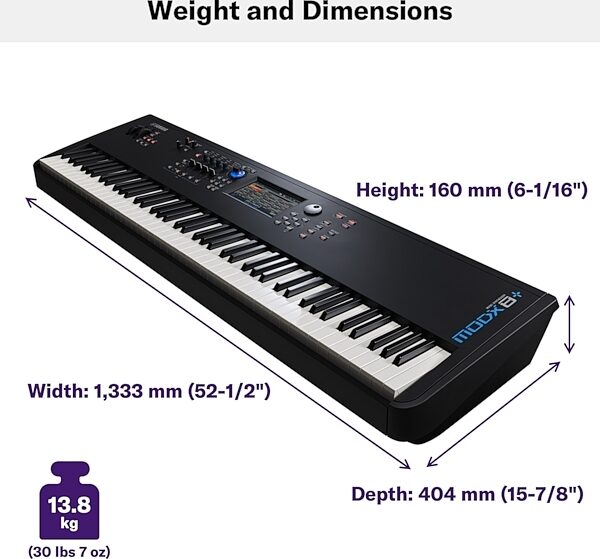 Yamaha MODX8 Plus Keyboard Synthesizer, 88-Key, New, Detail Control Panel