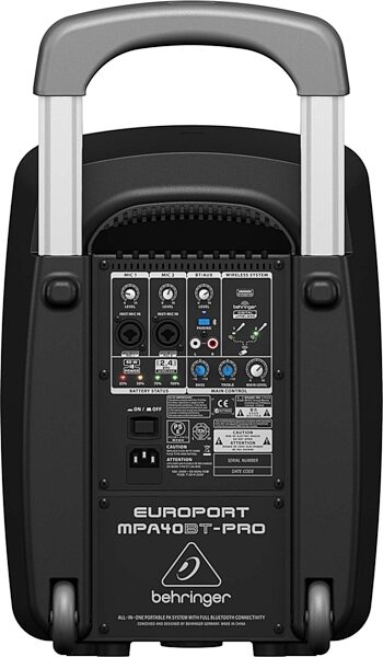 Behringer MPA40BT-PRO Bluetooth PA System, Rear
