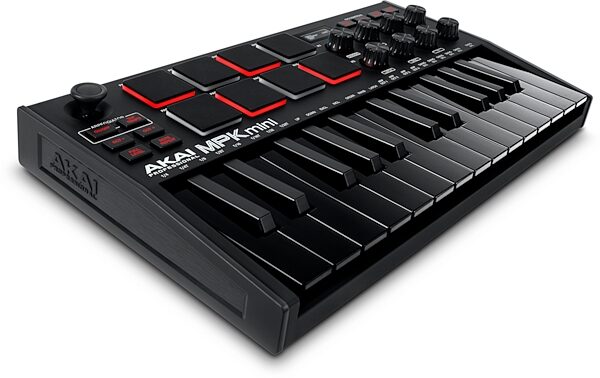 Akai MPK Mini MK3 USB MIDI Keyboard Controller, 25-Key, Black, Action Position Back