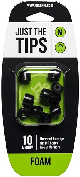 Mackie MP Series In-Ear Headphones Foam Tips, Black, Medium, 10-Pack, Main