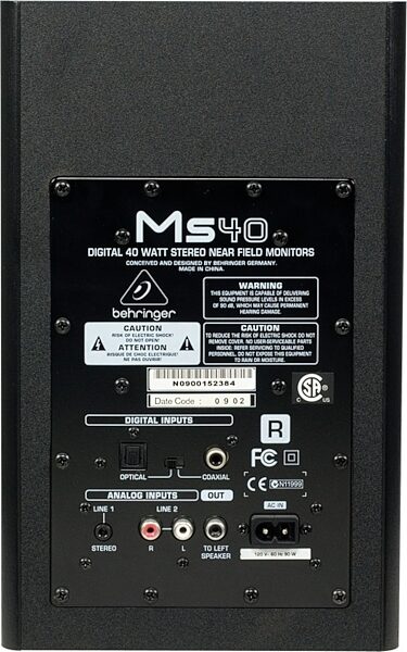 Behringer MS40 Digital Monitors (40 Watts), Rear