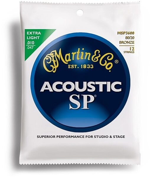 Martin MSP3600 SP 12-String 80/20 Bronze Acoustic Guitar Strings (Extra Light, 10-47), Main