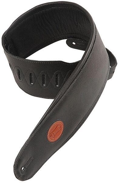 Levy's MSS2-4 Padded Leather Electric Bass Guitar Strap, Black, Main