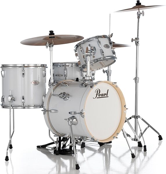Pearl Midtown Series 4-Piece Drum Kit, White, Main with all components Front