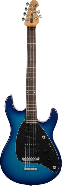 Ernie Ball Music Man Steve Morse Signature Electric Guitar (with Soft Case), Blue Burst, with Mono Bag, Action Position Back