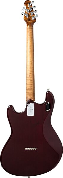 Ernie Ball Music Man BFR StingRay Baritone Electric Guitar (with MONO Case), Transparent Oxblood, Action Position Back