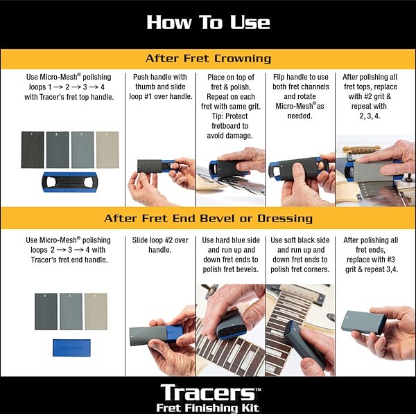 Music Nomad MN860 Tracers Fret Finishing Kit, 6-Piece, Action Position Back