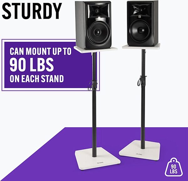 On-Stage SMS7500 Studio Monitor Stands, White, Action Position Back