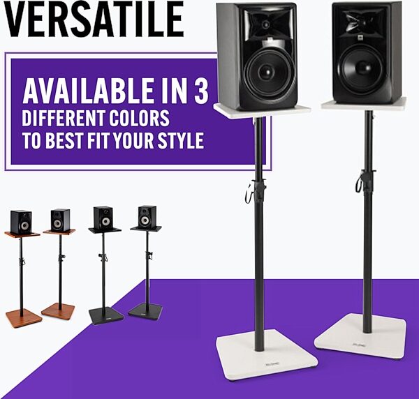 On-Stage SMS7500 Studio Monitor Stands, White, Action Position Back