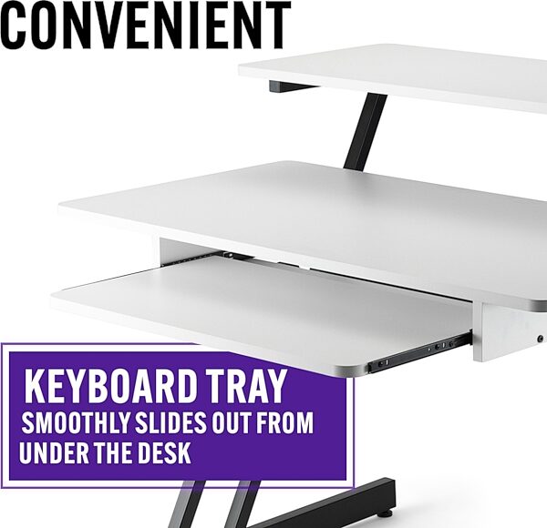 On-Stage WS7500 Wood Workstation, White, Action Position Back