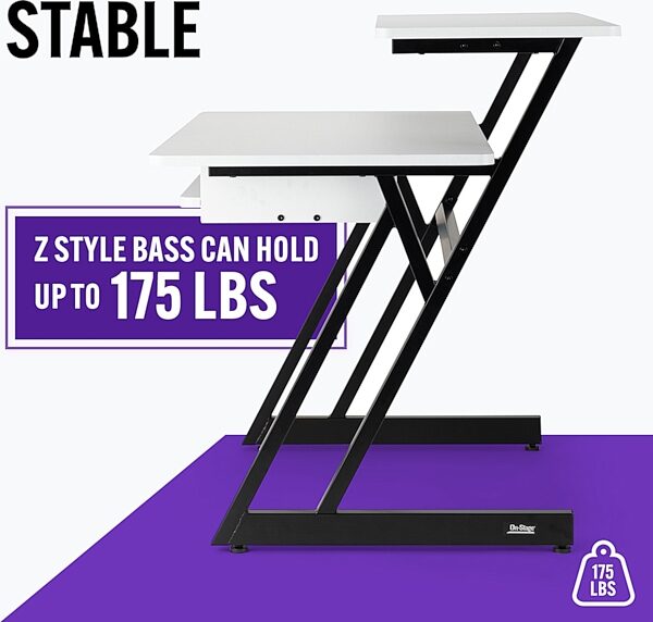 On-Stage WS7500 Wood Workstation, White, Action Position Back