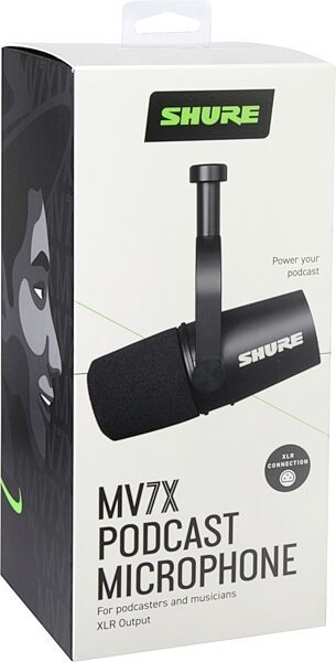 Shure MV7X Cardioid Dynamic Podcast Microphone, XLR Only, Action Position Back