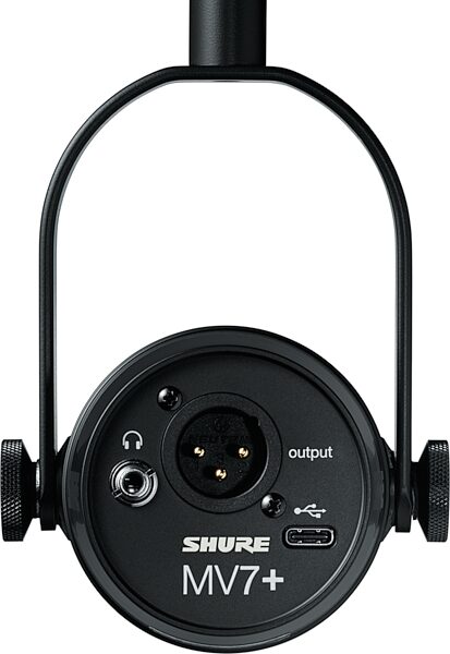 Shure MV7+ Hybrid USB/XLR Podcast Microphone, Black, Action Position Back