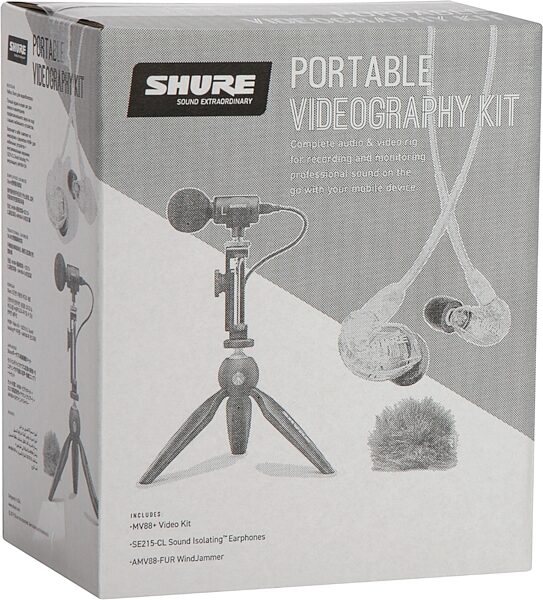Shure MOTIV MV88 Plus Portable Videography Kit (With SE215 Earphones and AMV88-Fur Windjammer), Blemished, Action Position Back