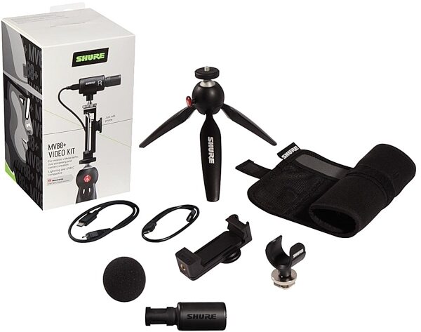 Shure MOTIV MV88 Plus Video Kit Stereo Condenser Microphone (with Lightning and USB-C Cables), New, Package Includes