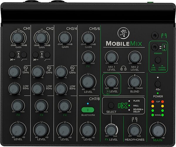 Mackie MobileMix USB Powered Mixer, 8-Channel, New, Main with all components Front
