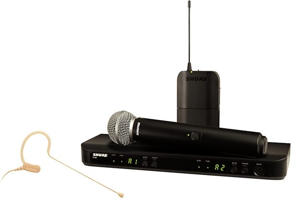 Shure BLX1288/MX53 Dual-Channel Combo SM58 Handheld and MX153 Earset Wireless Microphone System, Band H10 (542-572 MHz), Main