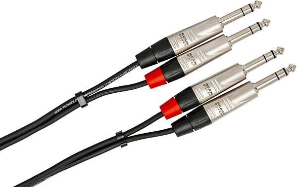 Hosa Pro Dual REAN 1/4 Inch TRS to 1/4 Inch TRS Stereo Interconnect Cable, 1.5 foot, HOSHSSX2