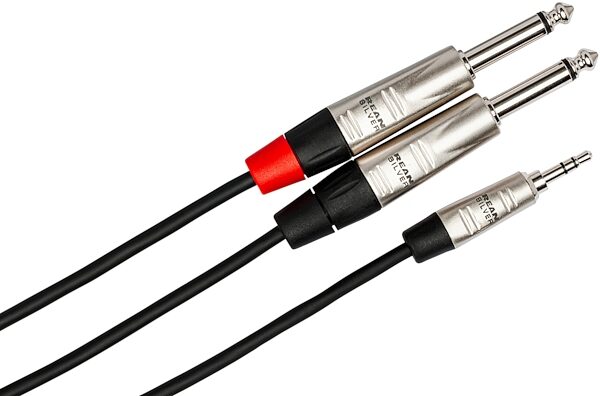 Hosa Pro Stereo Breakout Cable, Stereo 1/8" TRS to Dual Mono 1/4" TS, 3 foot, HMP-003Y, HOSHMPY