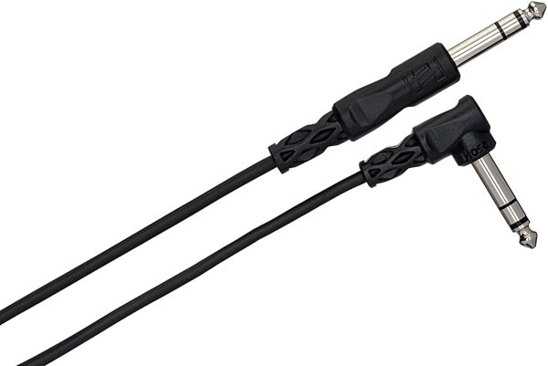 Hosa CSS-100 TRS to Right Angle TRS Interconnect Cable, 3 foot, CSS-103R, HOSCSSR