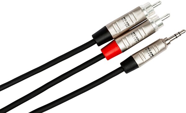 Hosa REAN Pro Stereo Breakout Mini to Dual RCA Cable, 6 foot, HMR-006Y, HOSHMRY