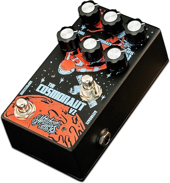 Matthews Effects Cosmonaut V2 Reverb Delay Pedal, New, Angled Front
