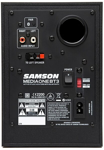 Samson MediaOne BT3 Active Studio Monitors with Bluetooth, Back