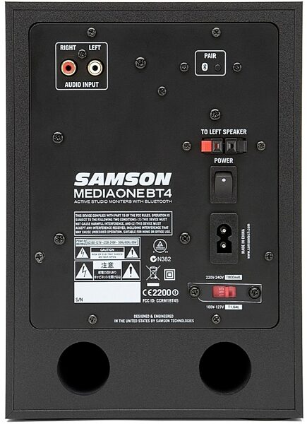 Samson MediaOne BT4 Active Studio Monitors with Bluetooth, Back