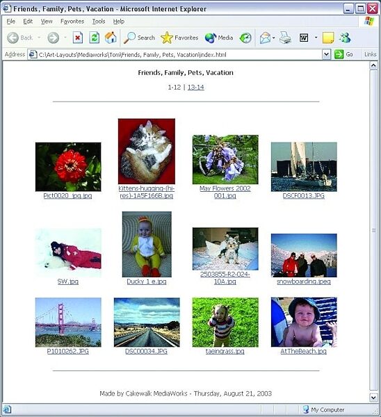 Cakewalk MediaWorks Audio/Video Softare (Windows), Photo Album