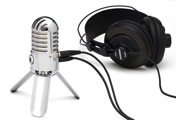 Samson Meteor USB Microphone, New, In Use with Headphones