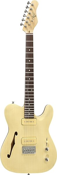 Michael Kelly Guitars 59 Thinline Electric Guitar, Natural, Flame Maple Top, Blemished, Main Full