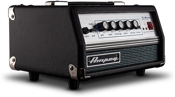 Ampeg MICRO-VR Bass Amplifier Half Stack with SVT MICRO-VR Head and SVT210AV Micro Classic Cabinet, Black, Micro-VR 3qtr-Left