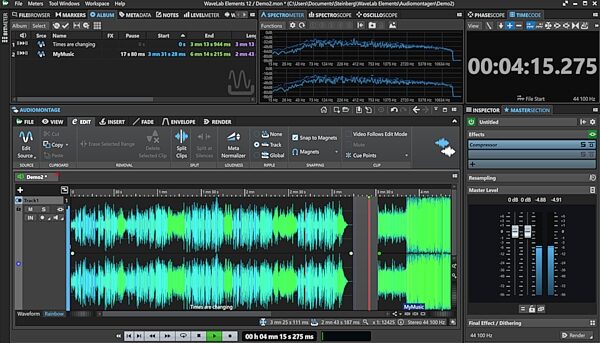 Steinberg WaveLab Elements 12 Mastering Software, Digital Download, Action Position Back