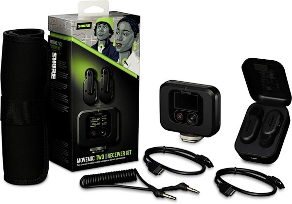 Shure MoveMic Two Receiver Kit with Wireless Lavalier Microphones, MV-TWO-KIT-Z7, Action Position Back