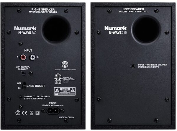 Numark N WAVE 360 Powered Desktop DJ Monitors, Rear