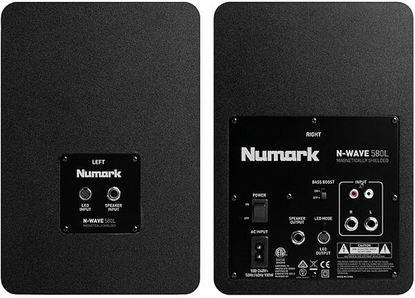 Numark N-Wave 580L Powered Desktop DJ Monitors, Rear