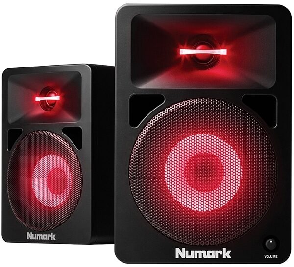 Numark N-Wave 580L Powered Desktop DJ Monitors, Red