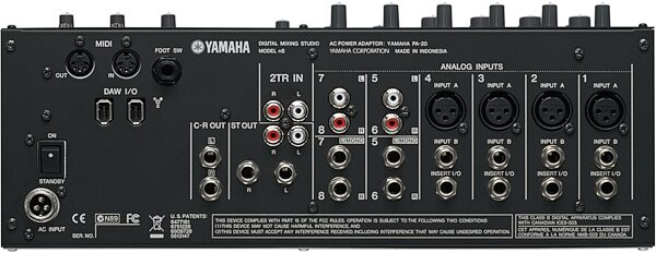 Yamaha n8 8-Channel Digital Mixer with FireWire Interface, Rear