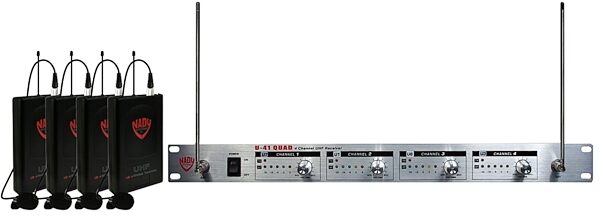Nady U-41 QUAD LT 4-Channel UHF Wireless Lavalier Microphone System, Main